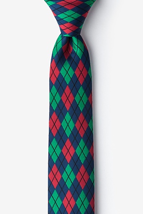 _Christmas Argyle Navy Blue Skinny Tie_