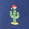 Navy Blue Microfiber Christmas Cacti Skinny Tie