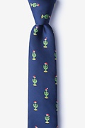 Christmas Cacti Navy Blue Skinny Tie Photo (0)