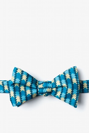 _Christmas Tree Abstract Navy Blue Self-Tie Bow Tie_