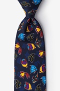 Colorful Fish Navy Blue Extra Long Tie Photo (0)