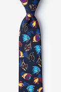 Colorful Fish Navy Blue Tie For Boys Photo (0)