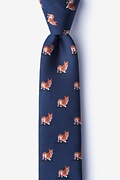 Corgi Dogs Navy Blue Skinny Tie Photo (0)