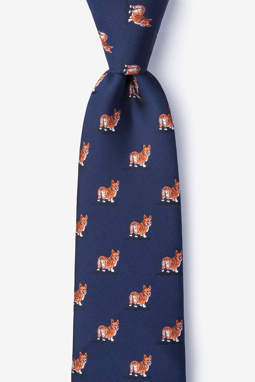 Corgi Dogs Navy Blue Tie Photo (0)