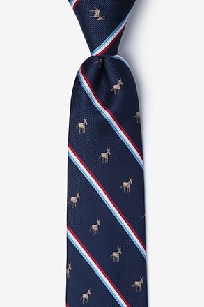 Democratic Party Donkey Stripe Navy Blue Skinny Tie