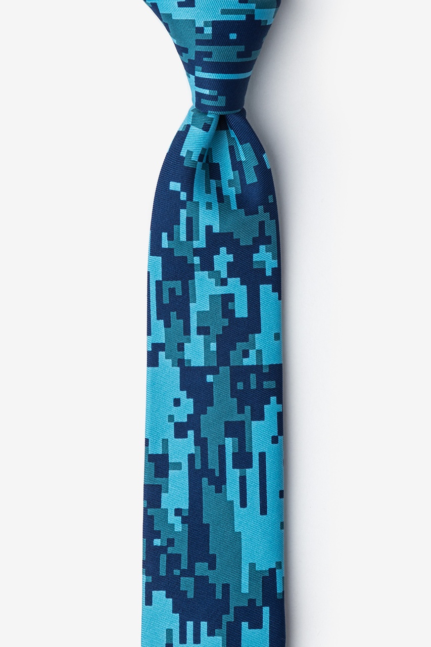 Digital Camo Navy Blue Skinny Tie Photo (0)