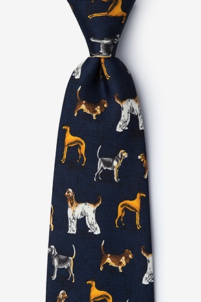 Dog Breeds Navy Blue Tie