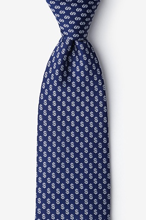 _Dollar Signs Navy Blue Tie_