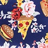 Navy Blue Microfiber Fast Food Floral