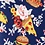 Navy Blue Microfiber Fast Food Floral Extra Long Tie