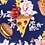 Navy Blue Microfiber Fast Food Floral Pocket Square