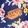Navy Blue Microfiber Fast Food Floral Skinny Tie