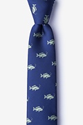Fish Navy Blue Skinny Tie Photo (0)