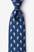 Floating Astronauts Navy Blue Extra Long Tie Photo (0)