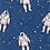 Navy Blue Microfiber Floating Astronauts Skinny Tie
