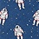 Navy Blue Microfiber Floating Astronauts Skinny Tie