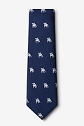 French Bulldog Navy Blue Extra Long Tie Photo (1)