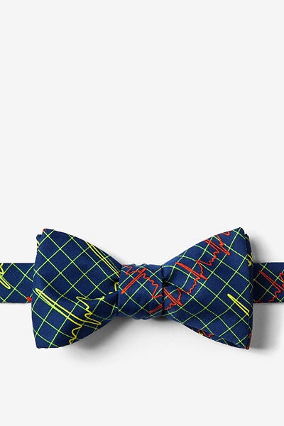 Navy Blue Microfiber Heart Beats Self-Tie Bow Tie