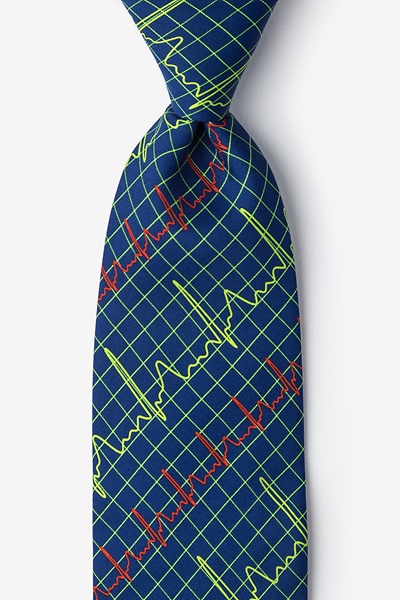 Navy Blue Microfiber Heart Beats Tie