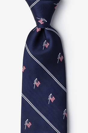 _Home of the Brave Navy Blue Extra Long Tie_