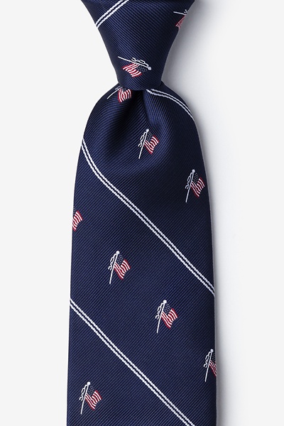 Navy Blue Microfiber Home of the Brave Tie
