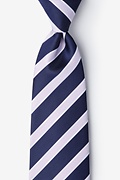 Jefferson Stripe Navy Blue Extra Long Tie Photo (0)