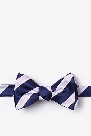 _Jefferson Stripe Navy Blue Self-Tie Bow Tie_