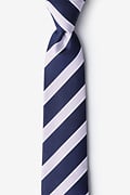 Jefferson Stripe Navy Blue Skinny Tie Photo (0)