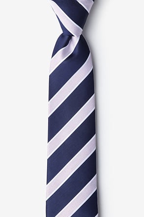 _Jefferson Stripe Navy Blue Skinny Tie_