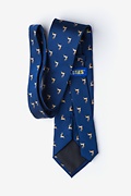 Jumping Reindeer Navy Blue Extra Long Tie Photo (1)