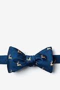 Jumping Reindeer Navy Blue Self-Tie Bow Tie Photo (0)