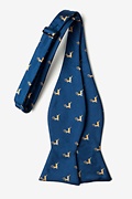 Jumping Reindeer Navy Blue Self-Tie Bow Tie Photo (1)