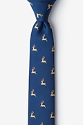 Jumping Reindeer Navy Blue Skinny Tie Photo (0)