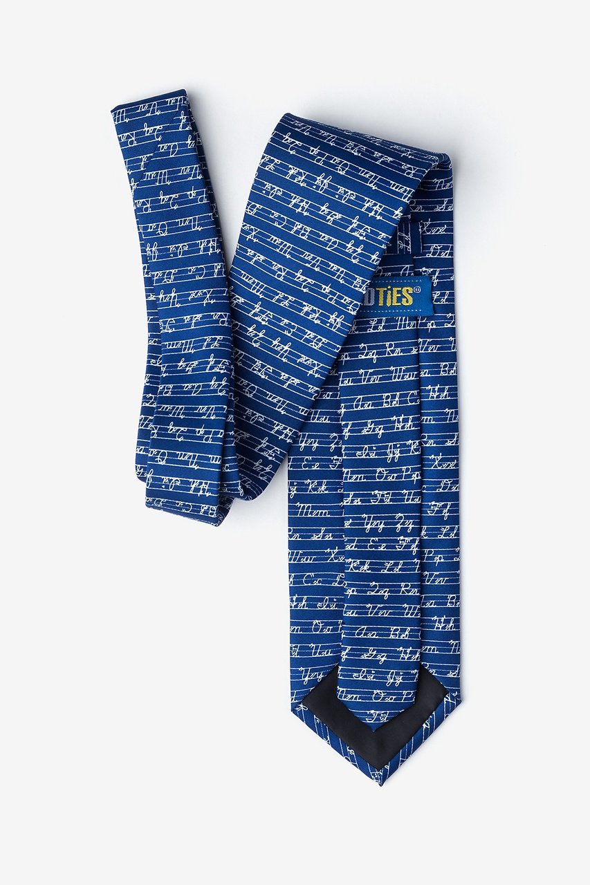 Learning Cursive Navy Blue Extra Long Tie Photo (1)