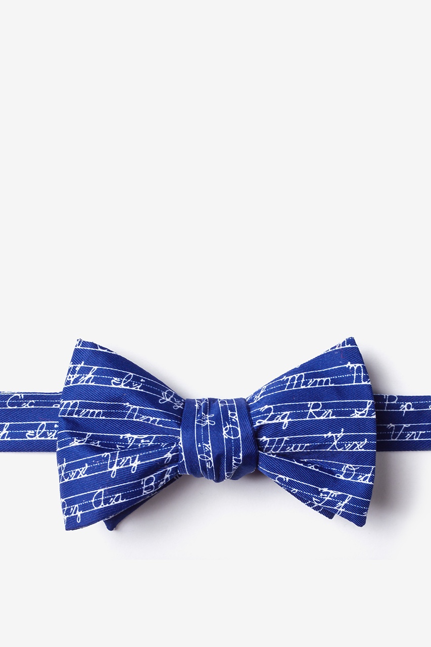 Learning Cursive Navy Blue Self-Tie Bow Tie Photo (0)