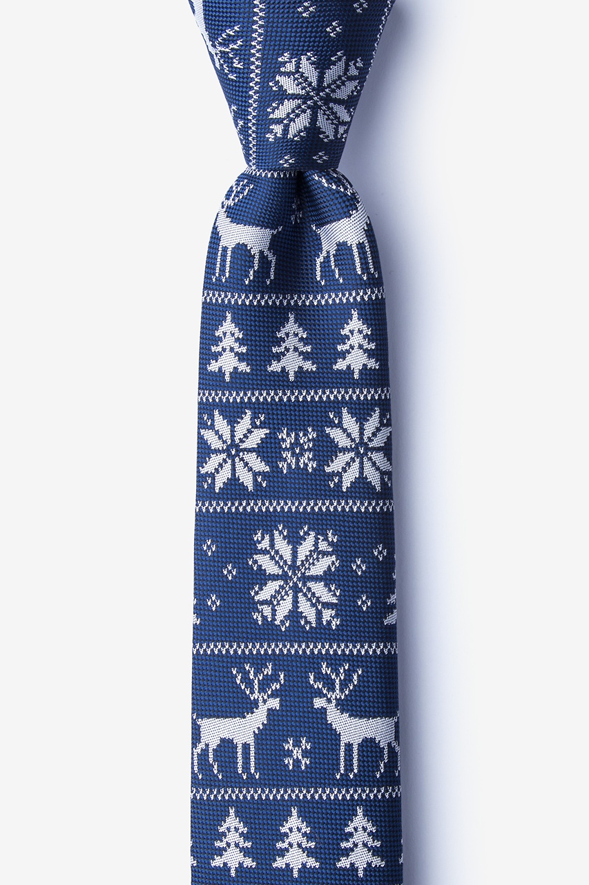Less Ugly Christmas Sweater Navy Blue Skinny Tie Photo (0)