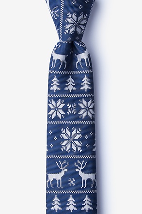 _Less Ugly Christmas Sweater Navy Blue Skinny Tie_