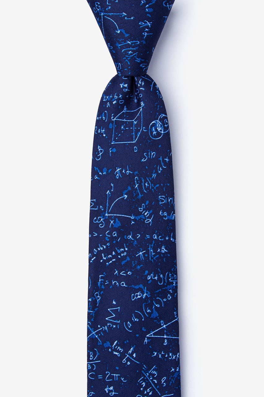 Math Equations Navy Blue Skinny Tie Photo (0)