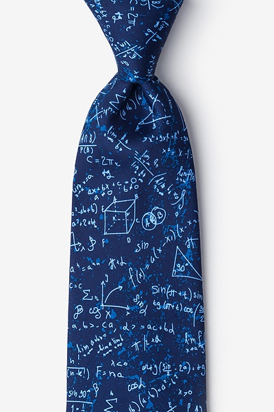 Navy Blue Microfiber Math Equations Tie