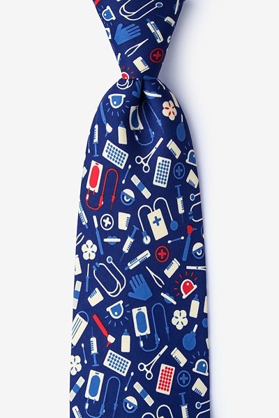 Navy Blue Microfiber Medical Supplies Tie