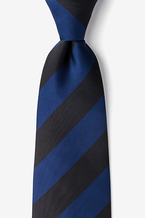 _Navy & Black Stripe Navy Blue Extra Long Tie_