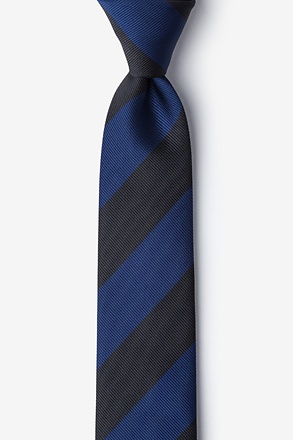 _Navy & Black Stripe Navy Blue Skinny Tie_