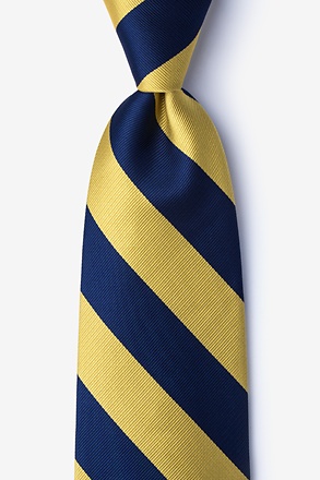 _Navy & Gold Stripe Navy Blue Extra Long Tie_