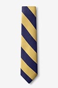Navy & Gold Stripe Navy Blue Skinny Tie Photo (1)