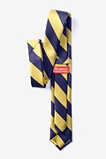 Navy & Gold Stripe Navy Blue Skinny Tie Photo (2)