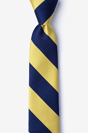 _Navy & Gold Stripe Navy Blue Skinny Tie_