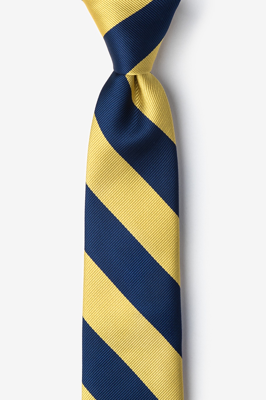 Navy & Gold Stripe Navy Blue Tie For Boys Photo (0)