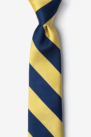 _Navy & Gold Stripe Navy Blue Tie For Boys_