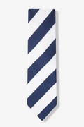 Navy & Off White Stripe Navy Blue Extra Long Tie Photo (1)