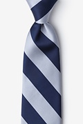 Navy & Silver Stripe Navy Blue Extra Long Tie Photo (0)